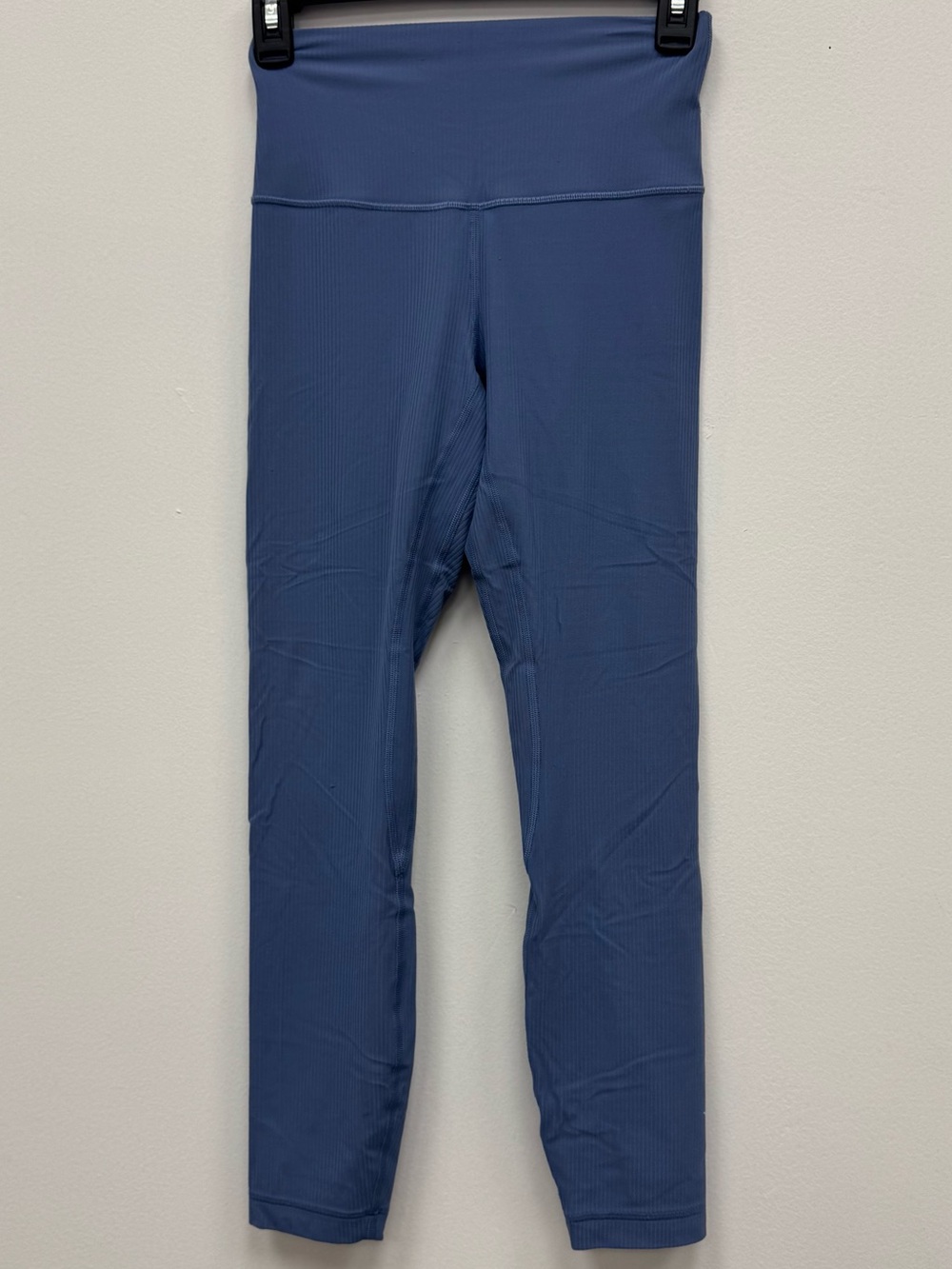 High-Waist Ribbed Leggings - Blue